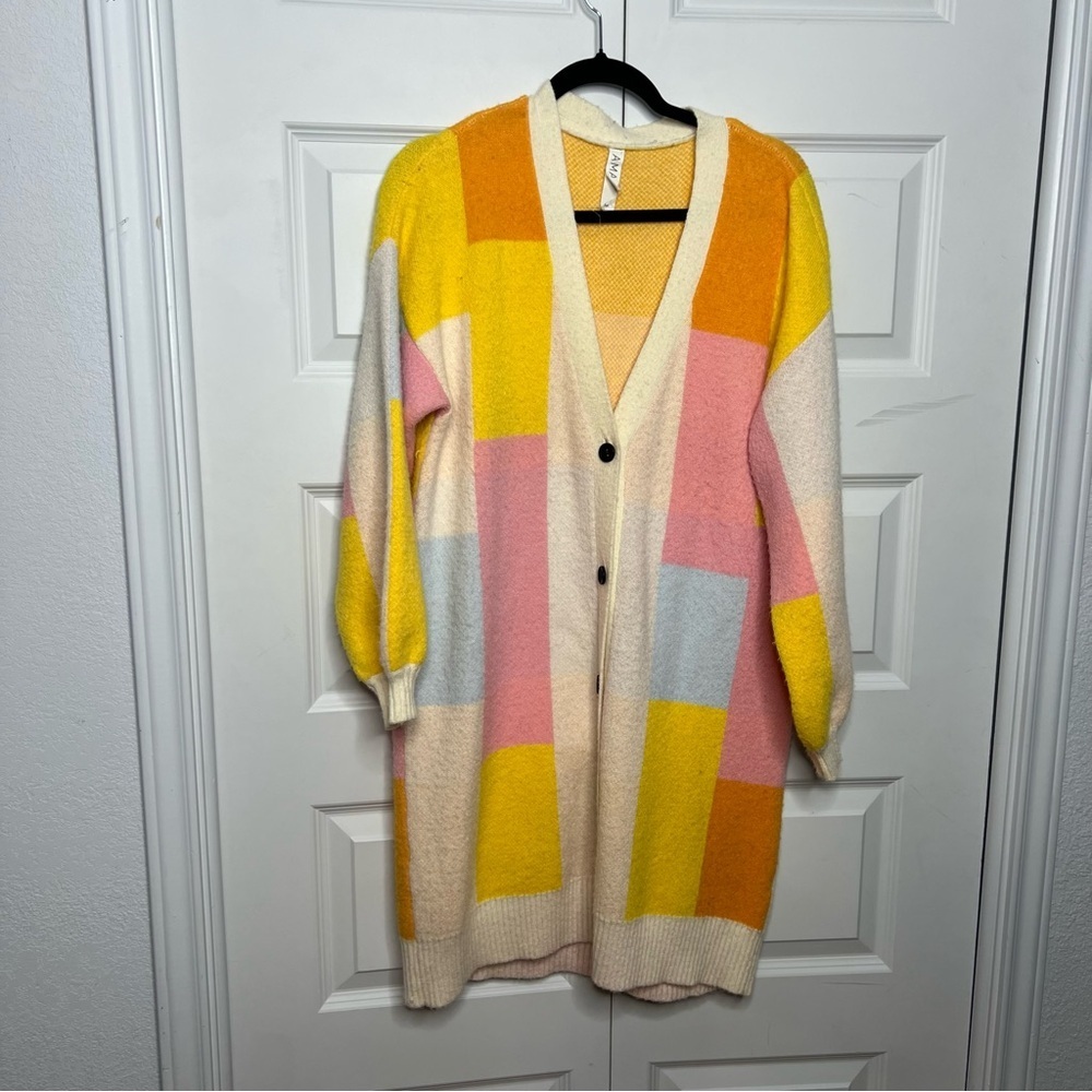 Amadi Colorblock Cardigan | Size M | Longline Knit | Cozy Statement Piece - Picture 2 of 8
